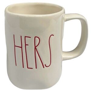 Rae Dunn HERS Mug White Red Large Long Letters Ceramic Coffee Tea NWT 2017 OG